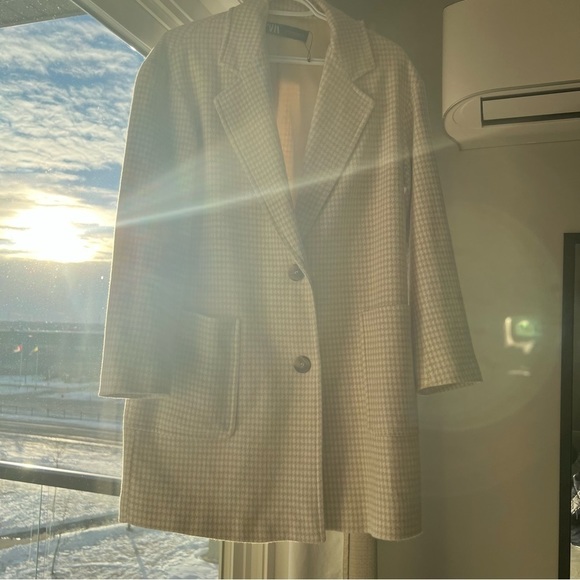 NWOT Zara Oversized women houndstooth Plush Coat, Jacket, Extra Small - Picture 6 of 11